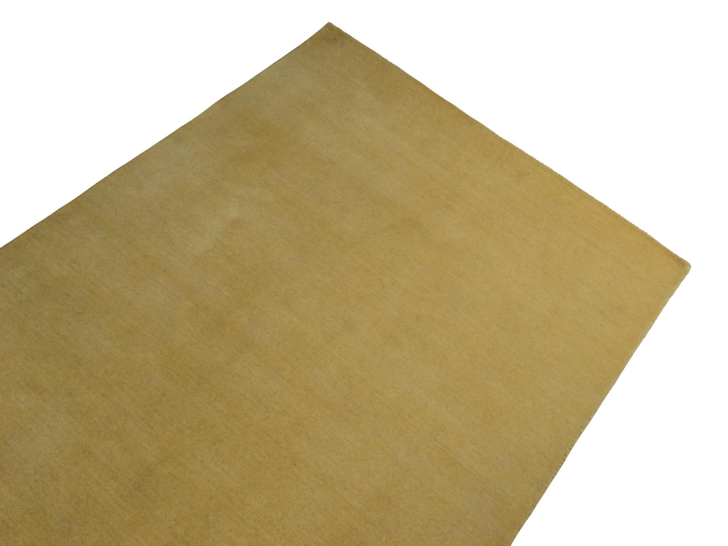 Moderner, Handloom Gabbeh Orientteppich von Khademi aus Wolle, gelb. Einfarbiges Uni-Design. Produziert in Indien. Größe: 171x119cm. Teppichnummer: KB4-1570. Verkauf durch Jupiter Intl.