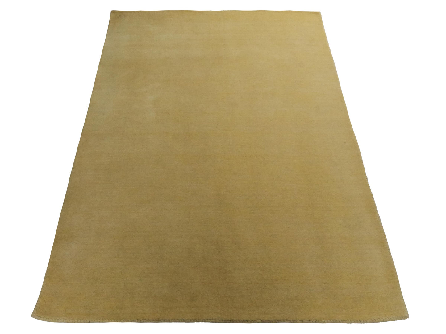 Moderner, Handloom Gabbeh Orientteppich von Khademi aus Wolle, gelb. Einfarbiges Uni-Design. Produziert in Indien. Größe: 171x119cm. Teppichnummer: KB4-1570. Verkauf durch Jupiter Intl.