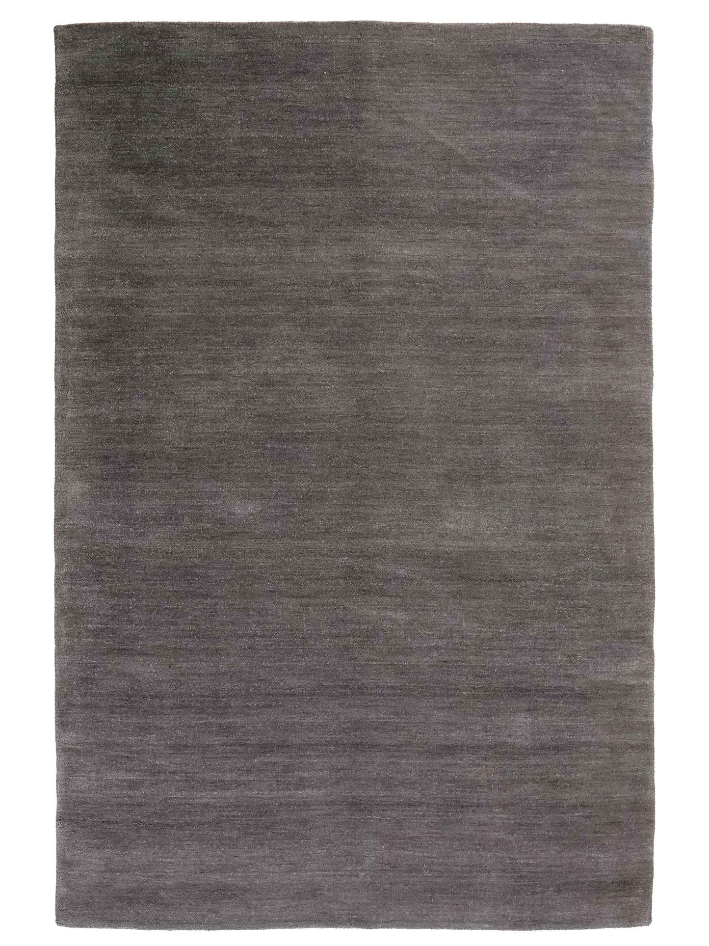 Moderner, Handloom Gabbeh Orientteppich von Khademi aus Wolle, anthrazit. Einfarbiges Uni-Design. Produziert in Indien. Größe: 175x125cm. Teppichnummer: KB4-1585. Verkauf durch Jupiter Intl.