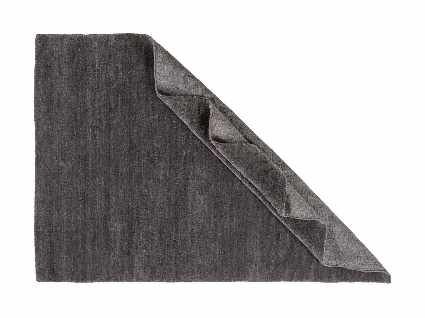 Moderner, Handloom Gabbeh Orientteppich von Khademi aus Wolle, anthrazit. Einfarbiges Uni-Design. Produziert in Indien. Größe: 175x125cm. Teppichnummer: KB4-1585. Verkauf durch Jupiter Intl.