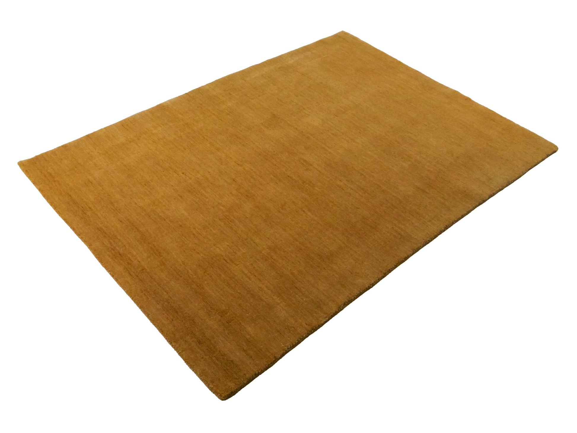 Moderner, Handloom Gabbeh Orientteppich von Khademi aus Wolle, gold. Einfarbiges Uni-Design. Produziert in Indien. Größe: 178x126cm. Teppichnummer: KB4-1573. Verkauf durch Jupiter Intl.