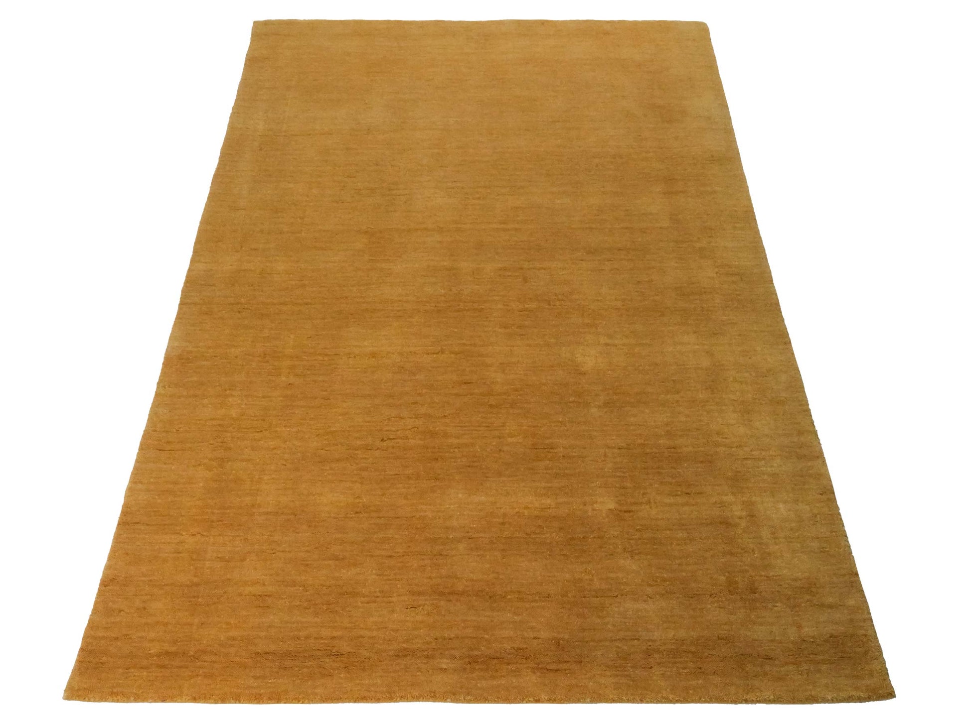 Moderner, Handloom Gabbeh Orientteppich von Khademi aus Wolle, gold. Einfarbiges Uni-Design. Produziert in Indien. Größe: 178x126cm. Teppichnummer: KB4-1573. Verkauf durch Jupiter Intl.