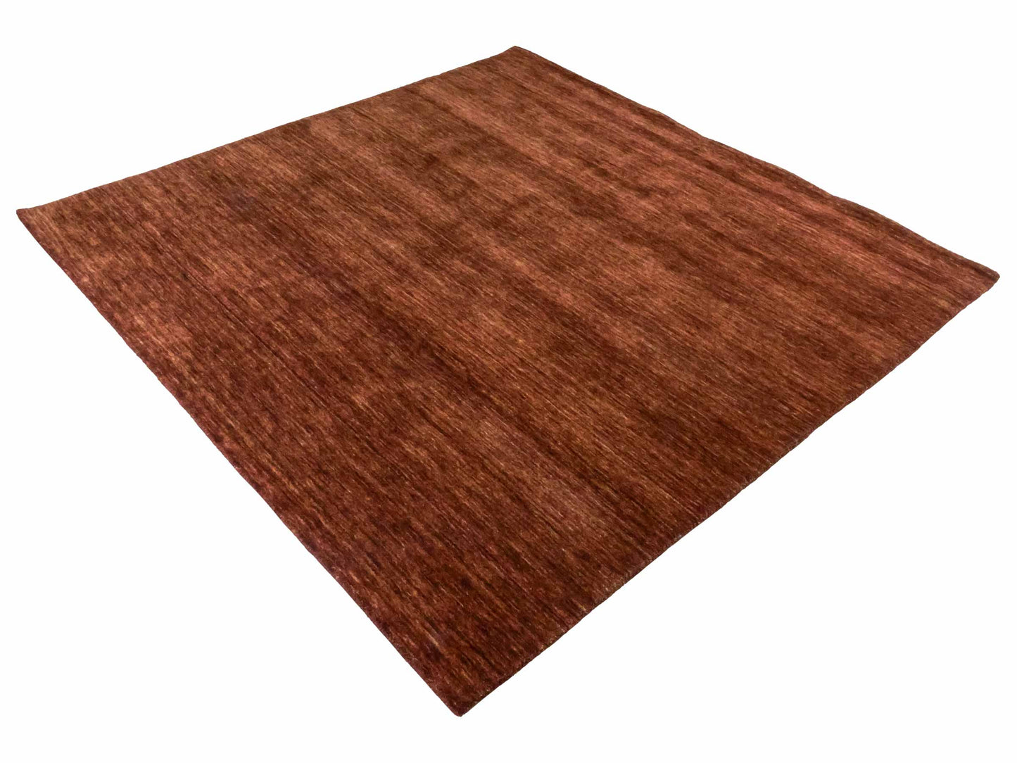 Moderner, Handloom Gabbeh Orientteppich von Khademi aus Wolle, braun. Einfarbiges Uni-Design. Produziert in Indien. Größe: 200x200cm. Teppichnummer: KB4-1596. Verkauf durch Jupiter Intl.