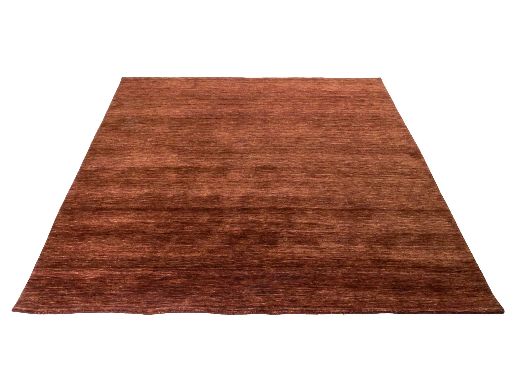 Moderner, Handloom Gabbeh Orientteppich von Khademi aus Wolle, braun. Einfarbiges Uni-Design. Produziert in Indien. Größe: 200x200cm. Teppichnummer: KB4-1596. Verkauf durch Jupiter Intl.