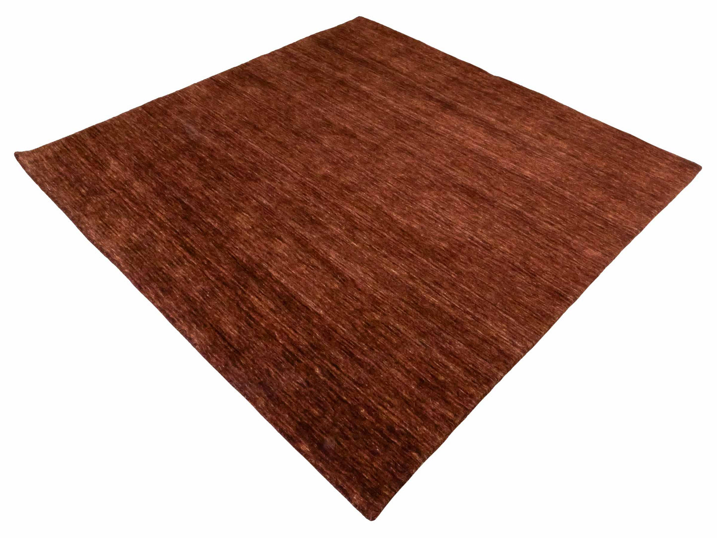 Moderner, Handloom Gabbeh Orientteppich von Khademi aus Wolle, braun. Einfarbiges Uni-Design. Produziert in Indien. Größe: 200x200cm. Teppichnummer: KB4-1597. Verkauf durch Jupiter Intl.