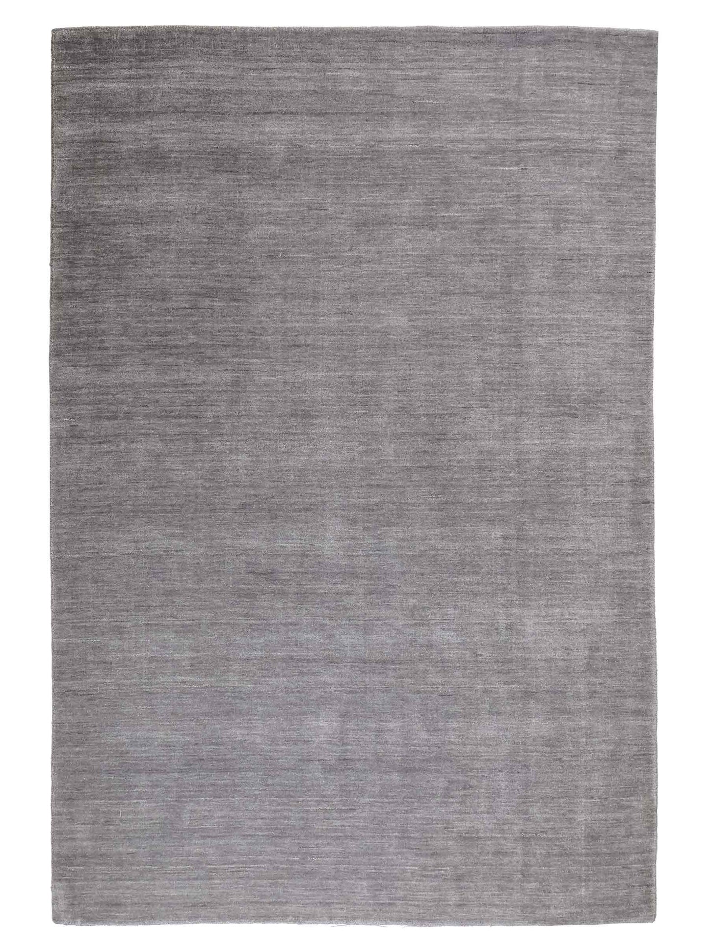 Moderner, Handloom Gabbeh Orientteppich von Khademi aus Wolle, grau. Einfarbiges Uni-Design. Produziert in Indien. Größe: 230x174cm. Teppichnummer: KB4-1611. Verkauf durch Jupiter Intl.