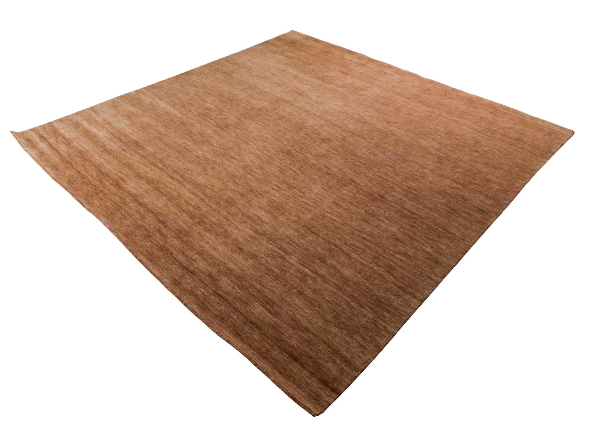 Moderner, Handloom Gabbeh Orientteppich von Khademi aus Wolle, braun. Einfarbiges Uni-Design. Produziert in Indien. Größe: 241x235cm. Teppichnummer: KB4-1598. Verkauf durch Jupiter Intl.