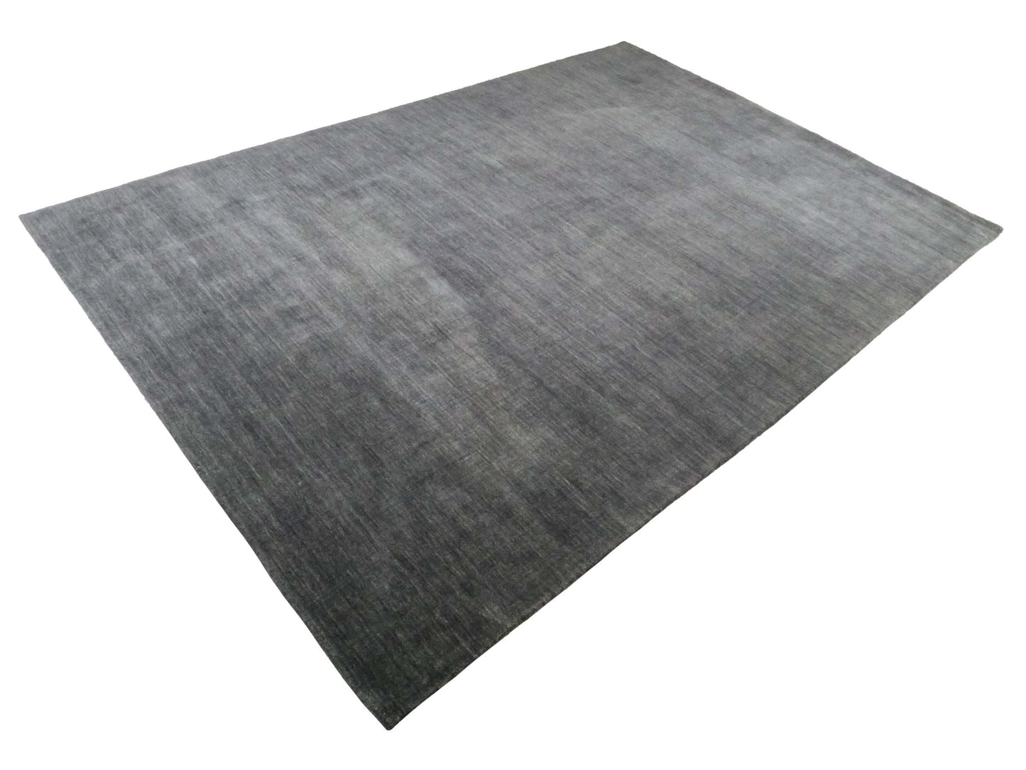 Moderner, Handloom Gabbeh Orientteppich von Khademi aus Wolle, anthrazit. Einfarbiges Uni-Design. Produziert in Indien. Größe: 285x200cm. Teppichnummer: KB4-1614. Verkauf durch Jupiter Intl.