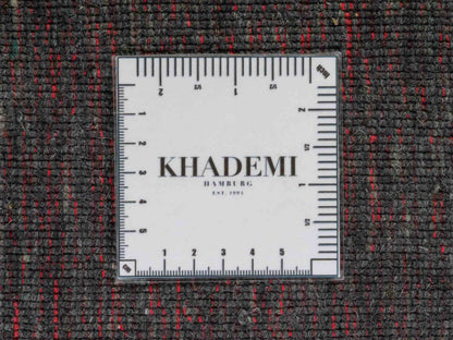 Moderner, Handloom Gabbeh Orientteppich von Khademi aus Wolle, anthrazit. Einfarbiges Uni-Design. Produziert in Indien. Größe: 292x200cm. Teppichnummer: KB4-1613. Verkauf durch Jupiter Intl.