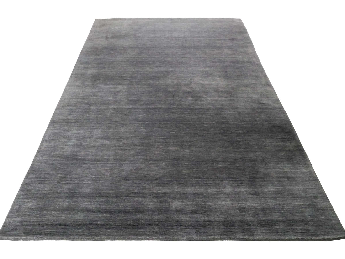 Moderner, Handloom Gabbeh Orientteppich von Khademi aus Wolle, anthrazit. Einfarbiges Uni-Design. Produziert in Indien. Größe: 292x200cm. Teppichnummer: KB4-1615. Verkauf durch Jupiter Intl.