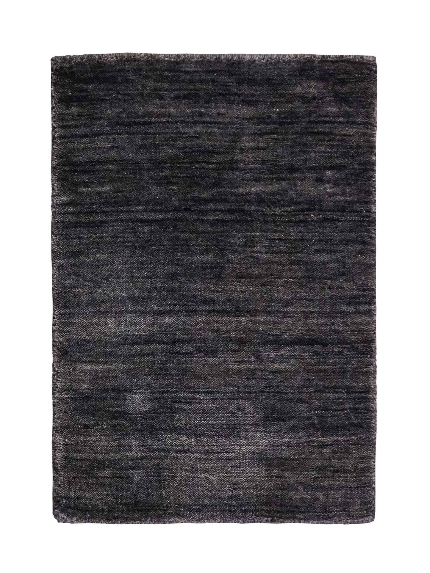 Moderner, Handloom Gabbeh Orientteppich von Khademi aus Wolle, anthrazit-grau. Einfarbiges Uni-Design. Produziert in Indien. Größe: 60x40cm. Teppichnummer: KB4-1617. Verkauf durch Jupiter Intl.