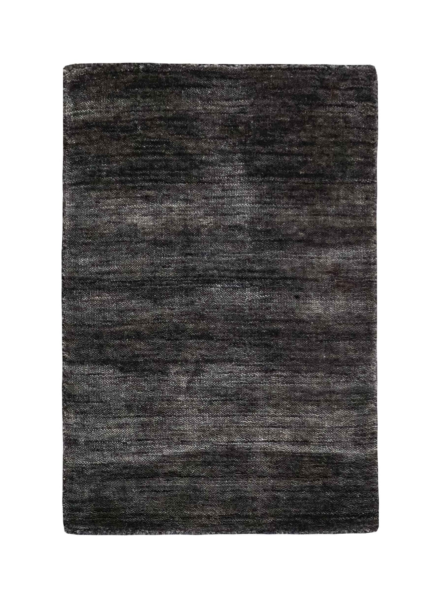 Moderner, Handloom Gabbeh Orientteppich von Khademi aus Wolle, anthrazit-grau. Einfarbiges Uni-Design. Produziert in Indien. Größe: 60x40cm. Teppichnummer: KB4-1617D. Verkauf durch Jupiter Intl.