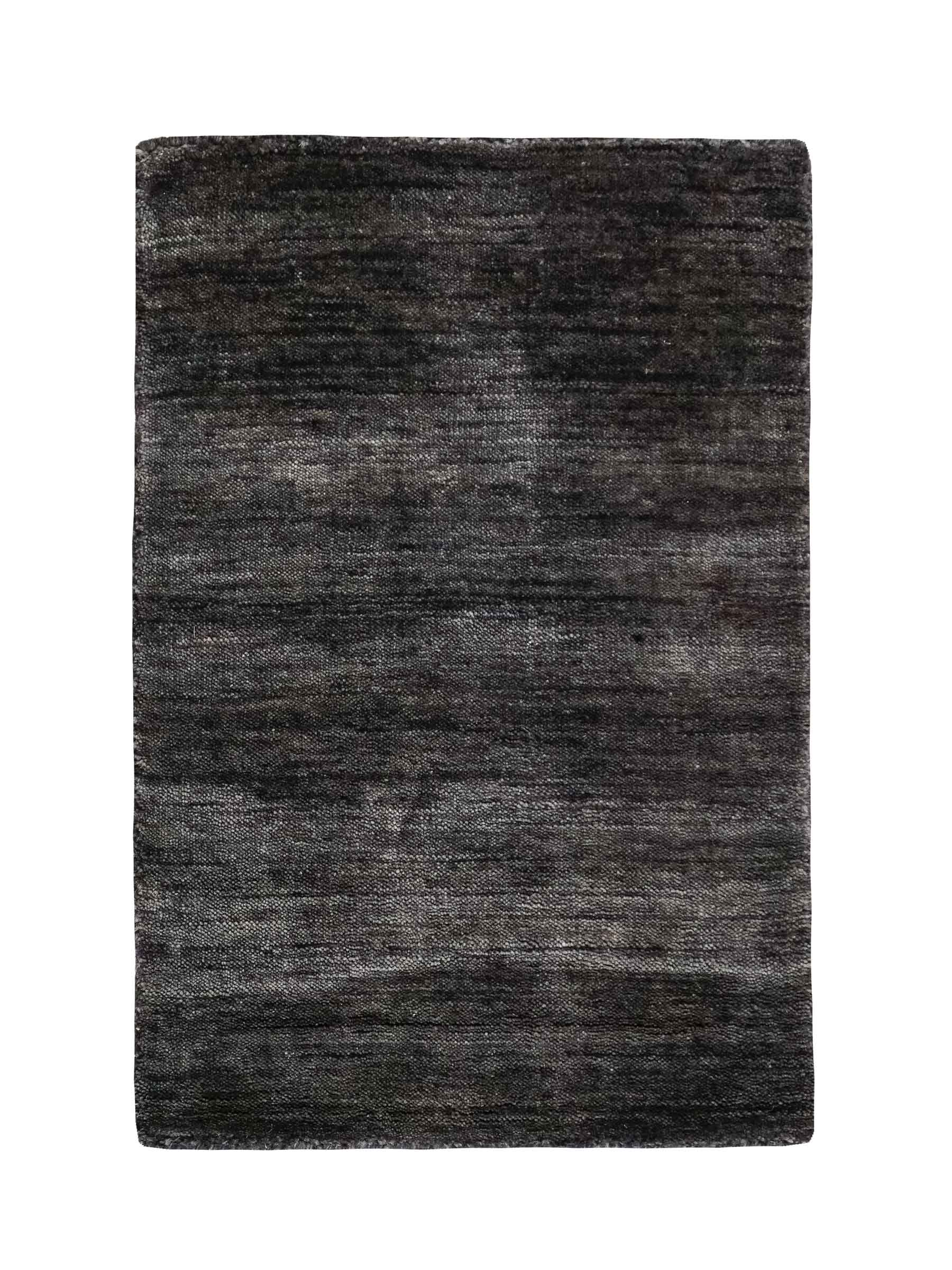 Moderner, Handloom Gabbeh Orientteppich von Khademi aus Wolle, anthrazit-grau. Einfarbiges Uni-Design. Produziert in Indien. Größe: 60x40cm. Teppichnummer: KB4-1617D. Verkauf durch Jupiter Intl.