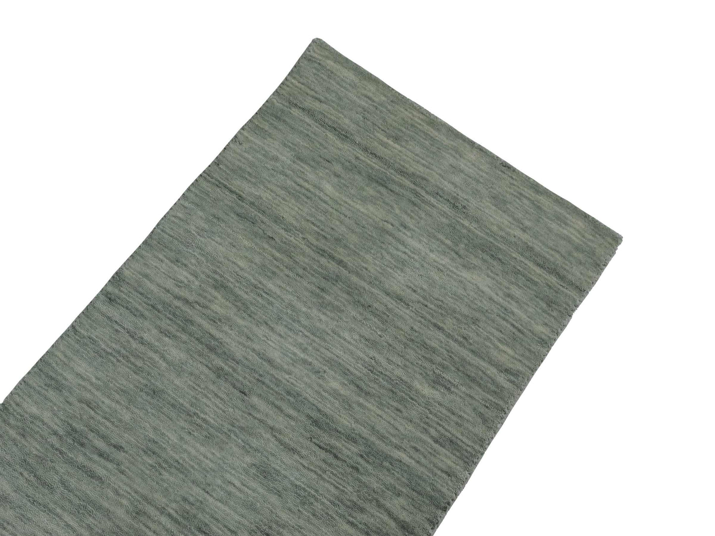 Moderner, Handloom Gabbeh Orientteppich von Khademi aus Wolle, mintgrün. Einfarbiges Uni-Design. Produziert in Indien. Größe: 93x60cm. Teppichnummer: KB4-1568. Verkauf durch Jupiter Intl.