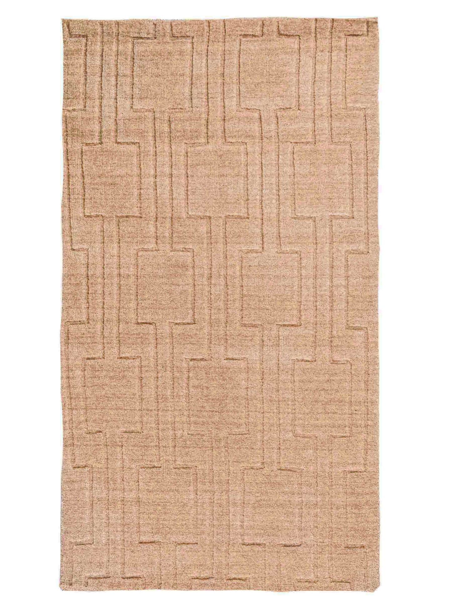Moderner, Handloom Lori Orientteppich von Khademi aus Wolle, beige. Geometrisches Design. Produziert in Indien. Größe: 149x82cm. Teppichnummer: KB4-1521. Verkauf durch Jupiter Intl.