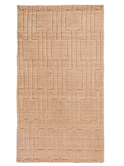 Moderner, Handloom Lori Orientteppich von Khademi aus Wolle, beige. Geometrisches Design. Produziert in Indien. Größe: 149x82cm. Teppichnummer: KB4-1521. Verkauf durch Jupiter Intl.