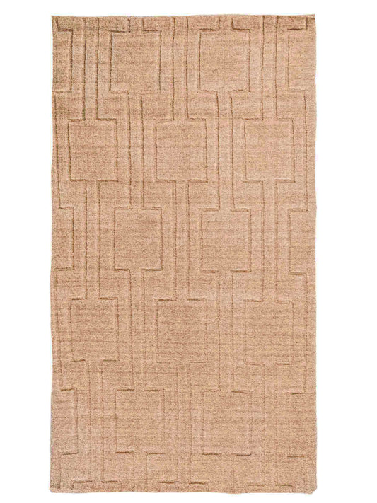 Moderner, Handloom Lori Orientteppich von Khademi aus Wolle, beige. Geometrisches Design. Produziert in Indien. Größe: 149x82cm. Teppichnummer: KB4-1521. Verkauf durch Jupiter Intl.