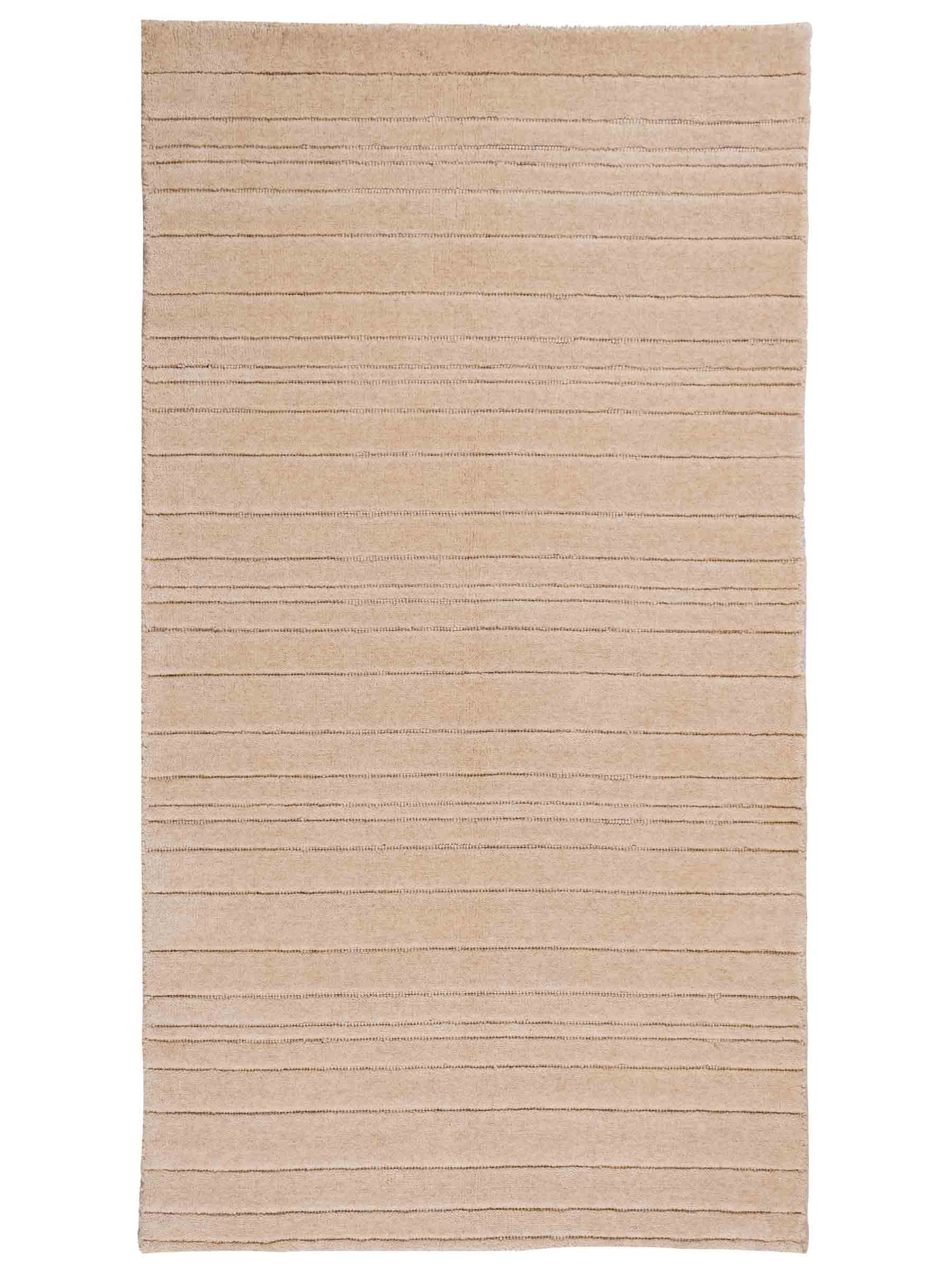 Moderner, Handloom Lori Orientteppich von Khademi aus Wolle, beige. Geometrisches Design. Produziert in Indien. Größe: 150x80cm. Teppichnummer: KB4-1522. Verkauf durch Jupiter Intl.