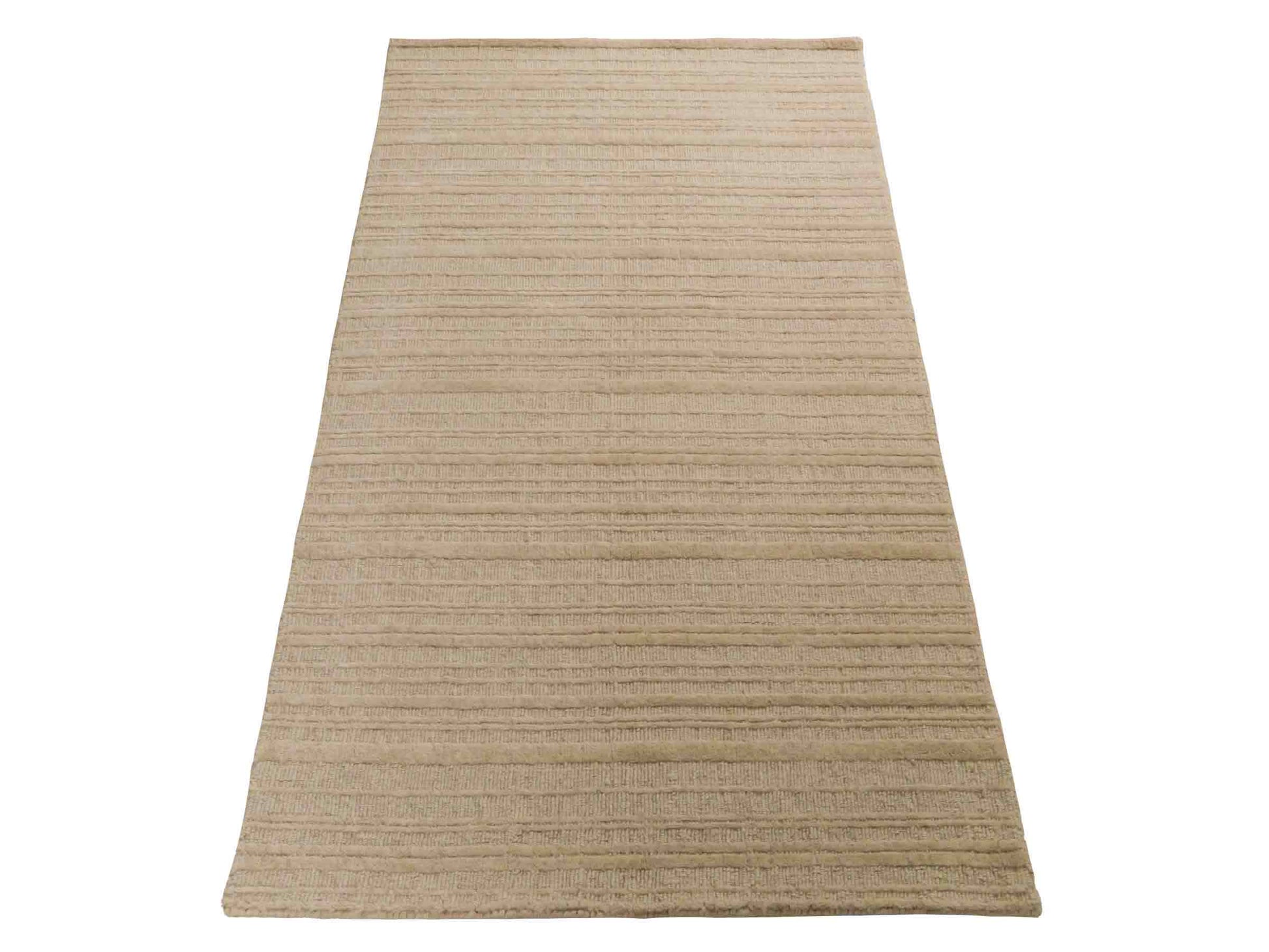 Moderner, Handloom Lori Orientteppich von Khademi aus Wolle, beige. Geometrisches Design. Produziert in Indien. Größe: 150x80cm. Teppichnummer: KB4-1525. Verkauf durch Jupiter Intl.