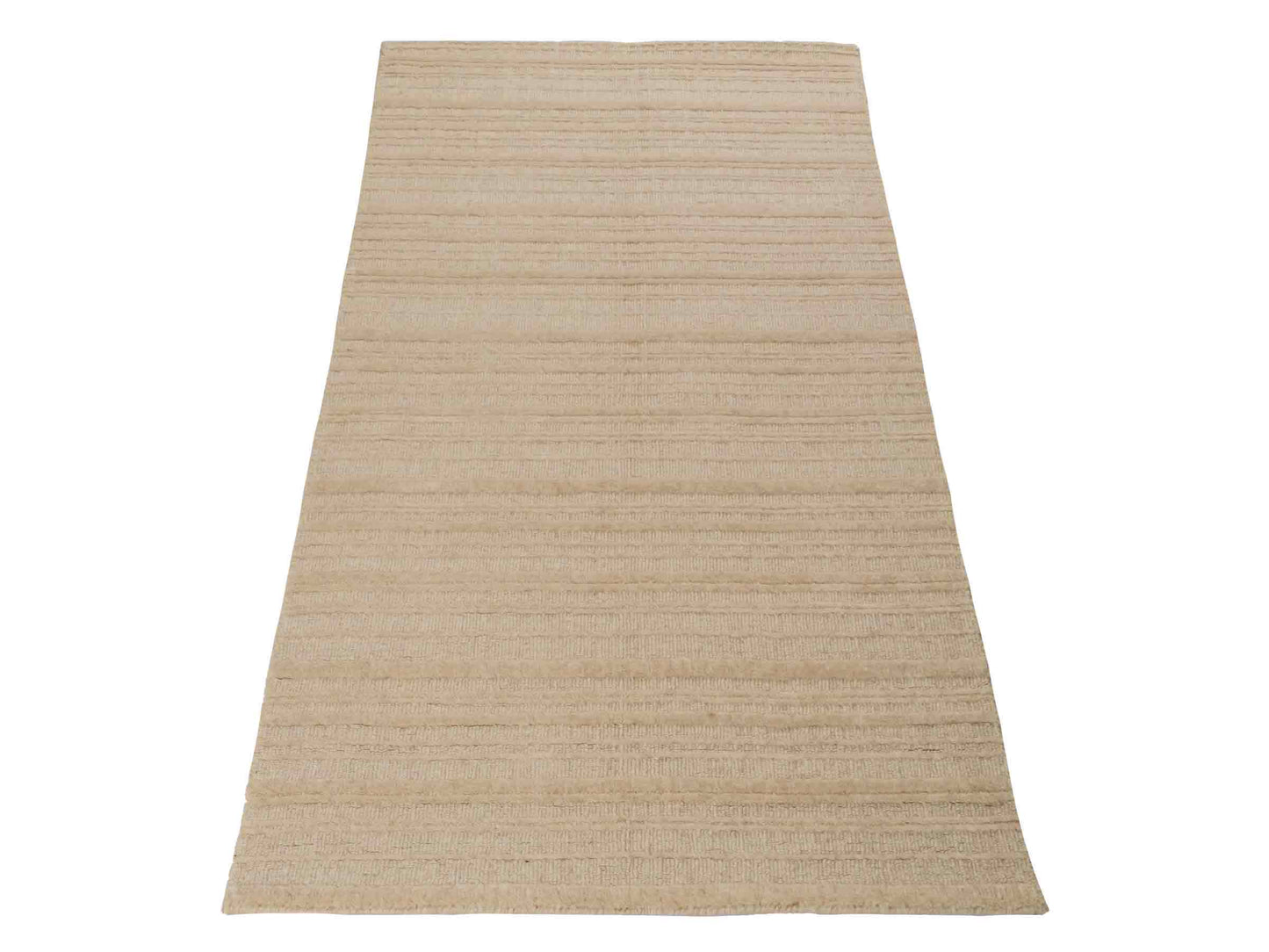 Moderner, Handloom Lori Orientteppich von Khademi aus Wolle, beige. Geometrisches Design. Produziert in Indien. Größe: 150x80cm. Teppichnummer: KB4-1525. Verkauf durch Jupiter Intl.