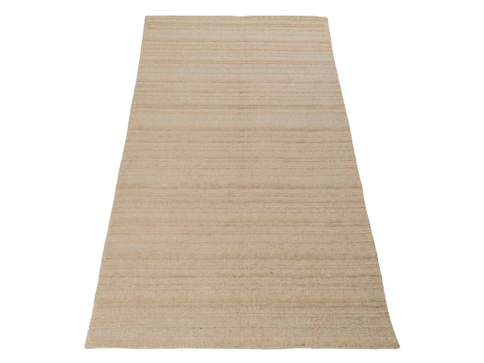 Moderner, Handloom Lori Orientteppich von Khademi aus Wolle, beige. Geometrisches Design. Produziert in Indien. Größe: 150x80cm. Teppichnummer: KB4-1525. Verkauf durch Jupiter Intl.