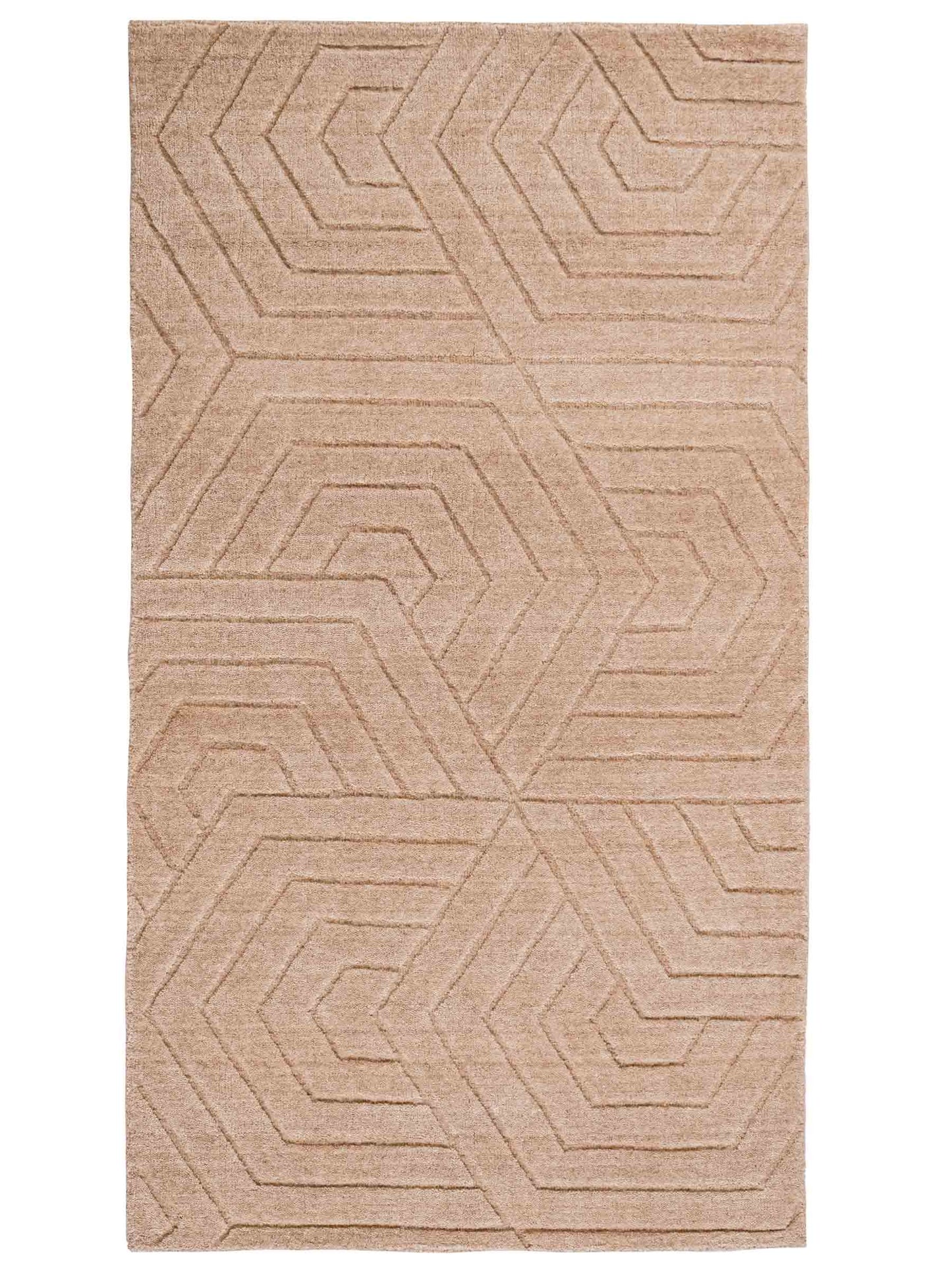 Moderner, Handloom Lori Orientteppich von Khademi aus Wolle, beige. Geometrisches Design. Produziert in Indien. Größe: 150x81cm. Teppichnummer: KB4-1519. Verkauf durch Jupiter Intl.