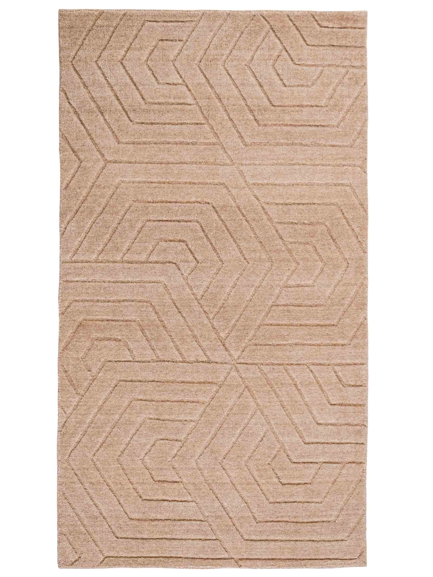 Moderner, Handloom Lori Orientteppich von Khademi aus Wolle, beige. Geometrisches Design. Produziert in Indien. Größe: 150x81cm. Teppichnummer: KB4-1519. Verkauf durch Jupiter Intl.