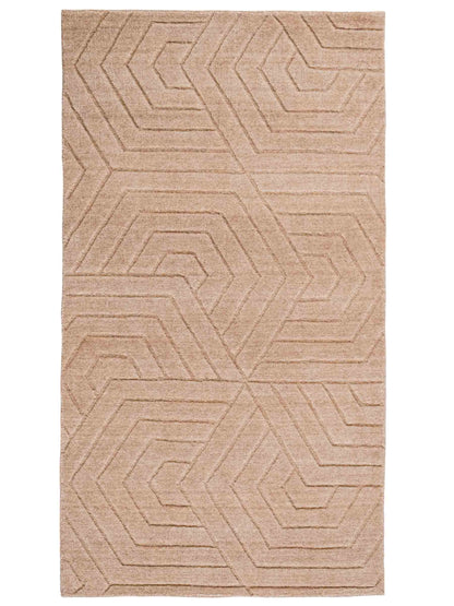 Moderner, Handloom Lori Orientteppich von Khademi aus Wolle, beige. Geometrisches Design. Produziert in Indien. Größe: 150x81cm. Teppichnummer: KB4-1519. Verkauf durch Jupiter Intl.