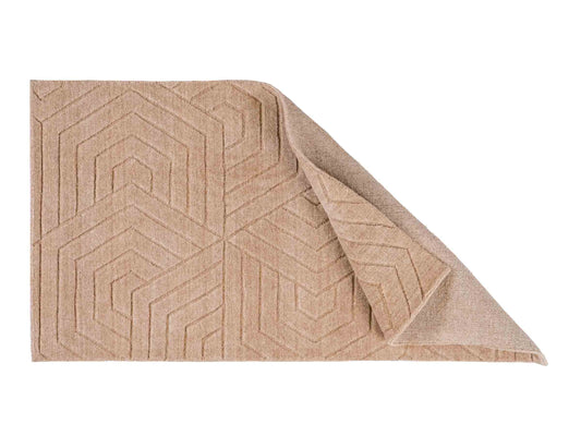 Moderner, Handloom Lori Orientteppich von Khademi aus Wolle, beige. Geometrisches Design. Produziert in Indien. Größe: 150x81cm. Teppichnummer: KB4-1519. Verkauf durch Jupiter Intl.