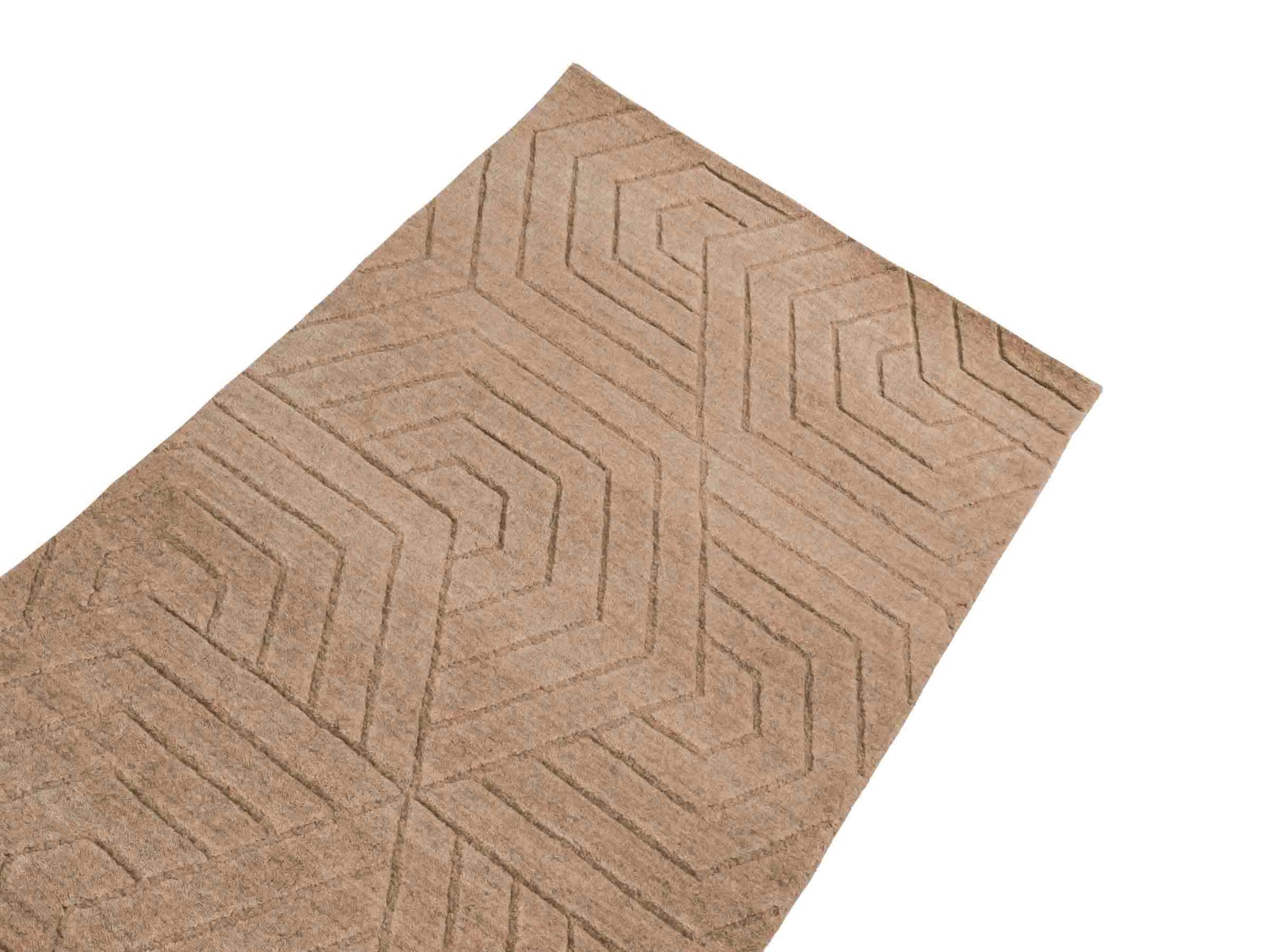 Moderner, Handloom Lori Orientteppich von Khademi aus Wolle, beige. Geometrisches Design. Produziert in Indien. Größe: 150x81cm. Teppichnummer: KB4-1519. Verkauf durch Jupiter Intl.