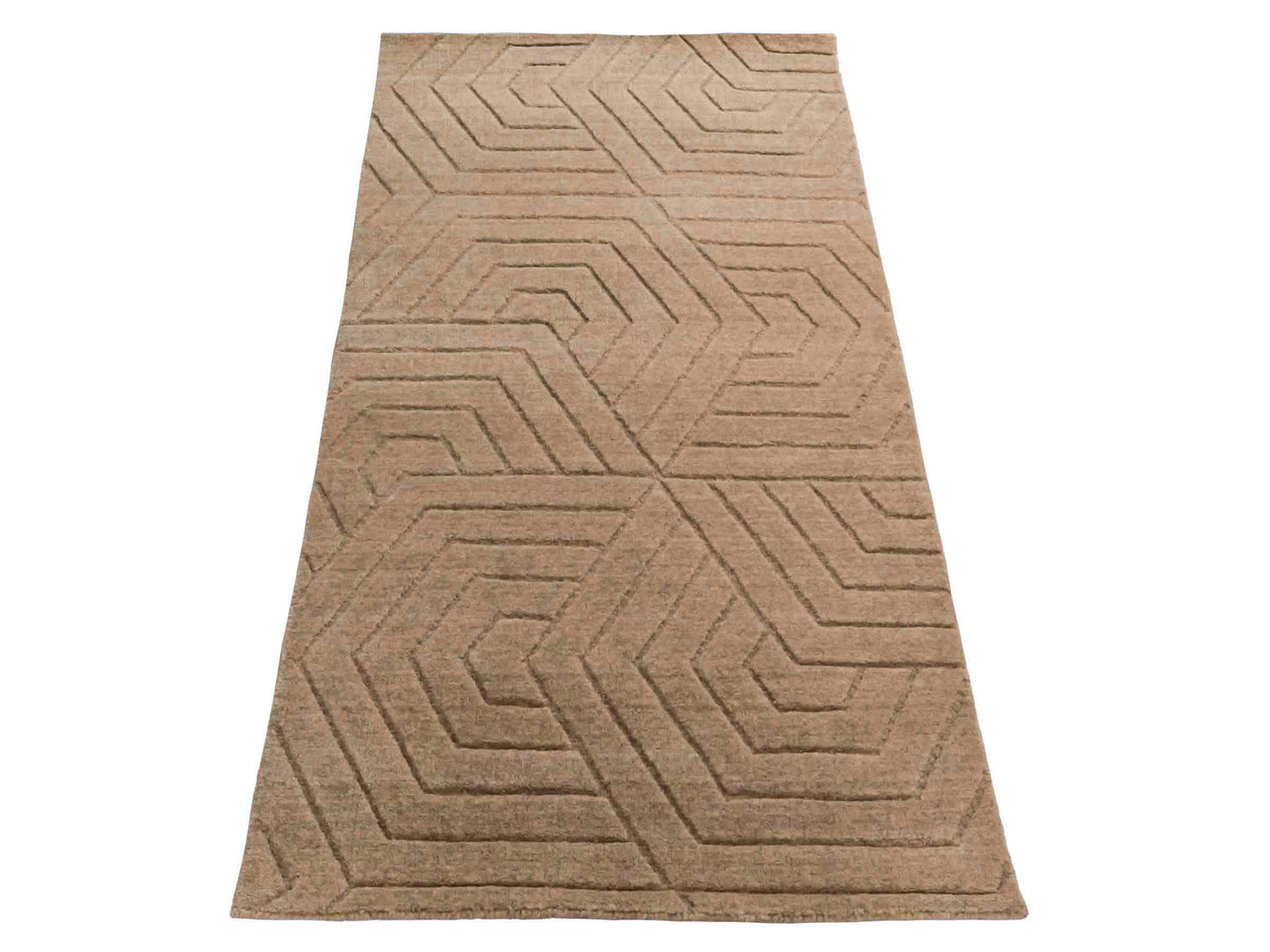 Moderner, Handloom Lori Orientteppich von Khademi aus Wolle, beige. Geometrisches Design. Produziert in Indien. Größe: 150x81cm. Teppichnummer: KB4-1519. Verkauf durch Jupiter Intl.