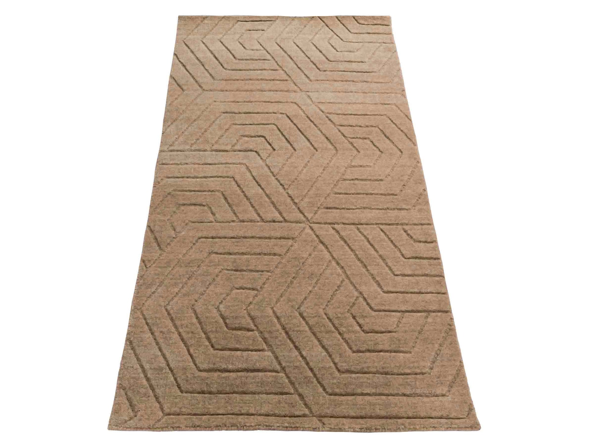 Moderner, Handloom Lori Orientteppich von Khademi aus Wolle, beige. Geometrisches Design. Produziert in Indien. Größe: 150x81cm. Teppichnummer: KB4-1519. Verkauf durch Jupiter Intl.