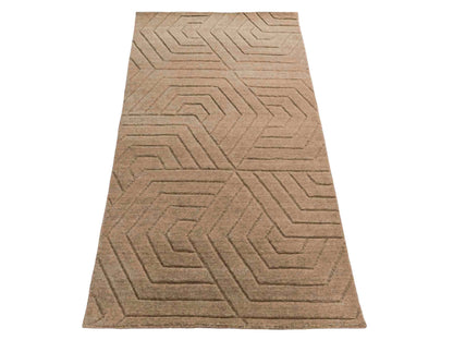 Moderner, Handloom Lori Orientteppich von Khademi aus Wolle, beige. Geometrisches Design. Produziert in Indien. Größe: 150x81cm. Teppichnummer: KB4-1519. Verkauf durch Jupiter Intl.