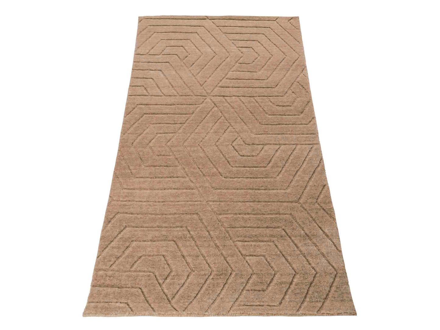 Moderner, Handloom Lori Orientteppich von Khademi aus Wolle, beige. Geometrisches Design. Produziert in Indien. Größe: 150x81cm. Teppichnummer: KB4-1519. Verkauf durch Jupiter Intl.