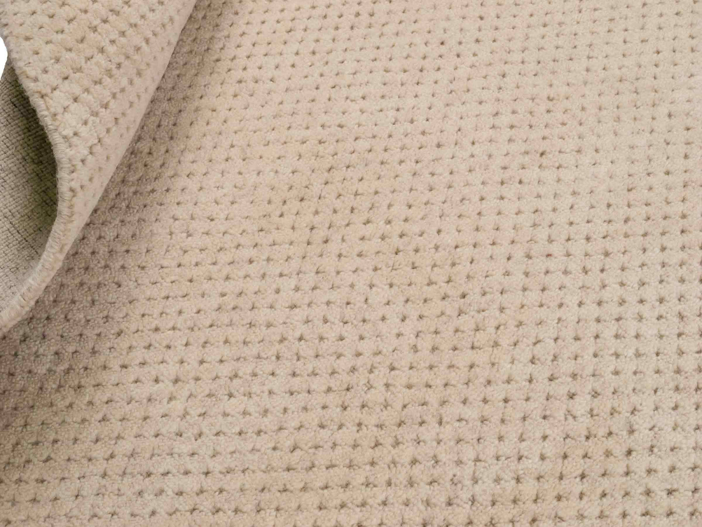 Moderner, Handloom Lori Orientteppich von Khademi aus Wolle, beige. Geometrisches Design. Produziert in Indien. Größe: 151x82cm. Teppichnummer: KB4-1524. Verkauf durch Jupiter Intl.