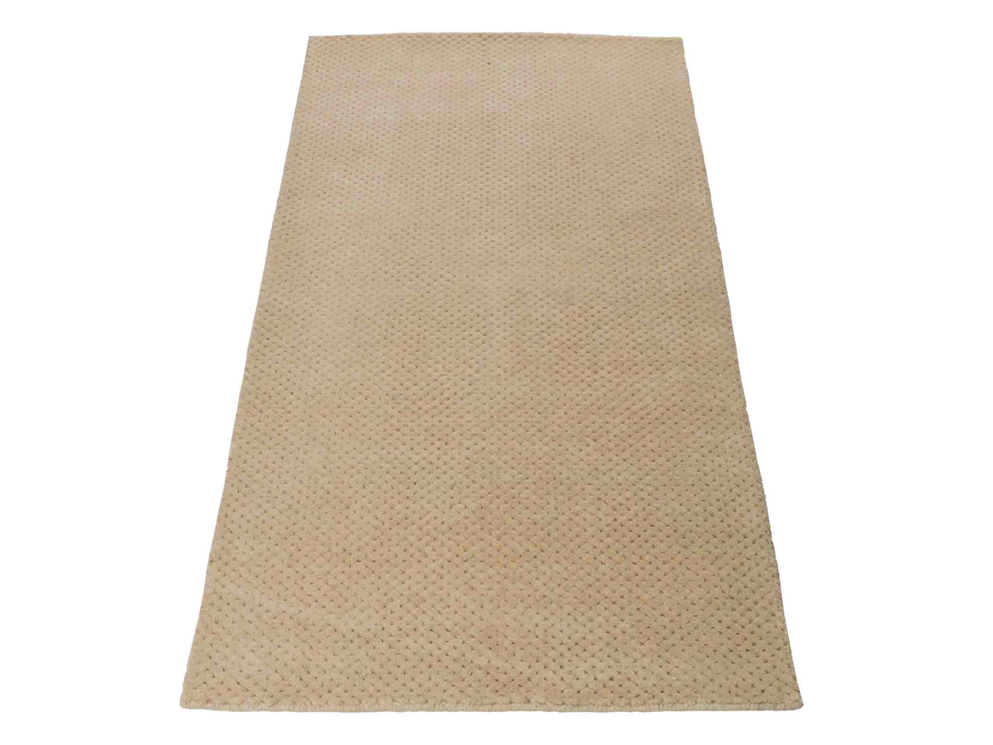 Moderner, Handloom Lori Orientteppich von Khademi aus Wolle, beige. Geometrisches Design. Produziert in Indien. Größe: 151x82cm. Teppichnummer: KB4-1524. Verkauf durch Jupiter Intl.