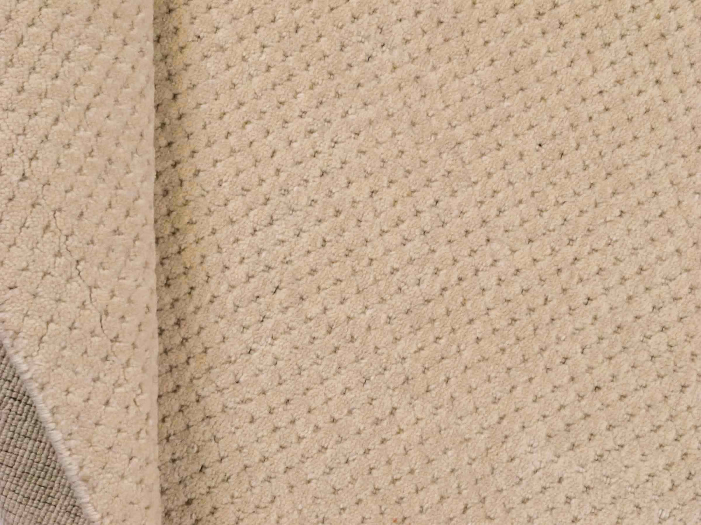 Moderner, Handloom Lori Orientteppich von Khademi aus Wolle, beige. Geometrisches Design. Produziert in Indien. Größe: 151x82cm. Teppichnummer: KB4-1532. Verkauf durch Jupiter Intl.