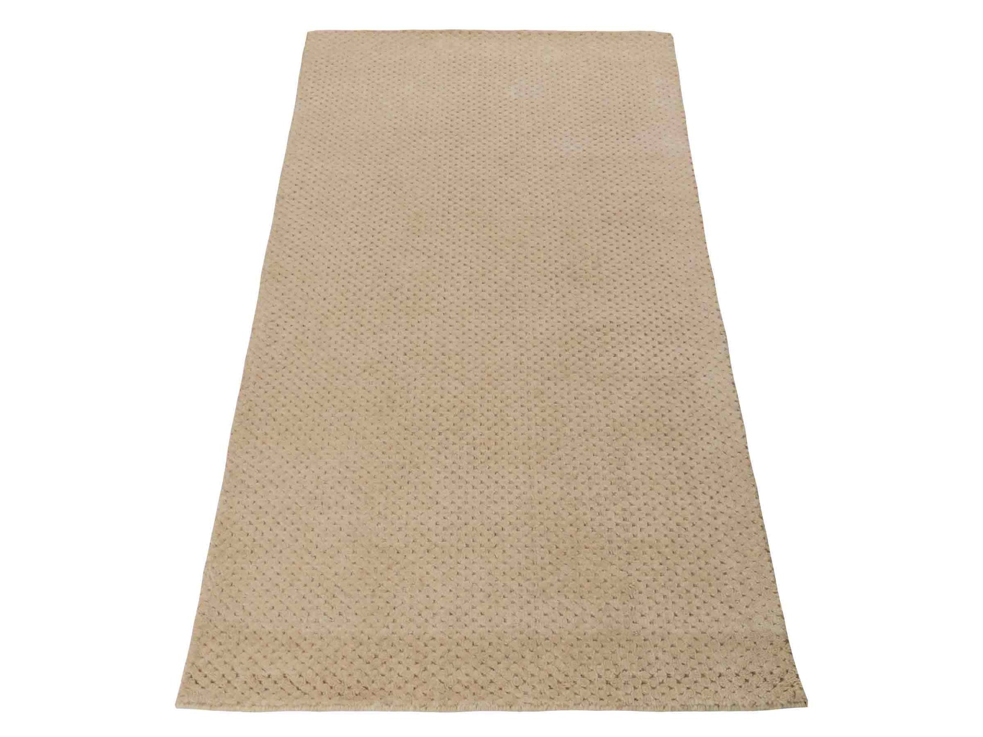 Moderner, Handloom Lori Orientteppich von Khademi aus Wolle, beige. Geometrisches Design. Produziert in Indien. Größe: 151x82cm. Teppichnummer: KB4-1532. Verkauf durch Jupiter Intl.