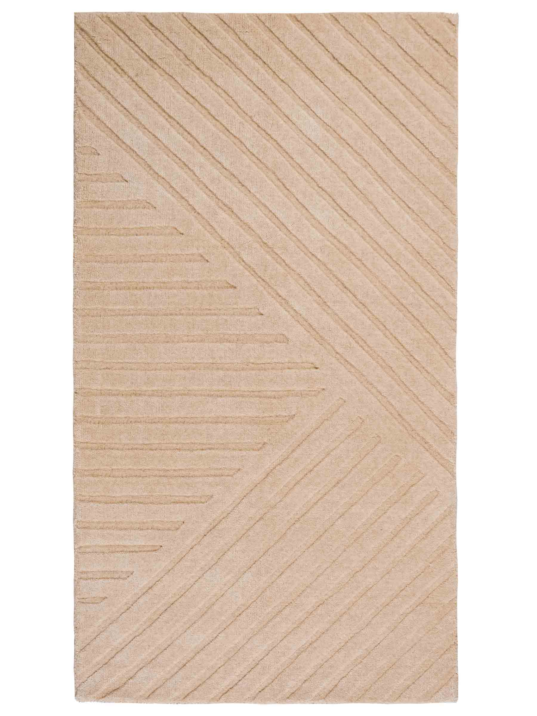 Moderner, Handloom Lori Orientteppich von Khademi aus Wolle, beige. Geometrisches Design. Produziert in Indien. Größe: 151x83cm. Teppichnummer: KB4-1527. Verkauf durch Jupiter Intl.