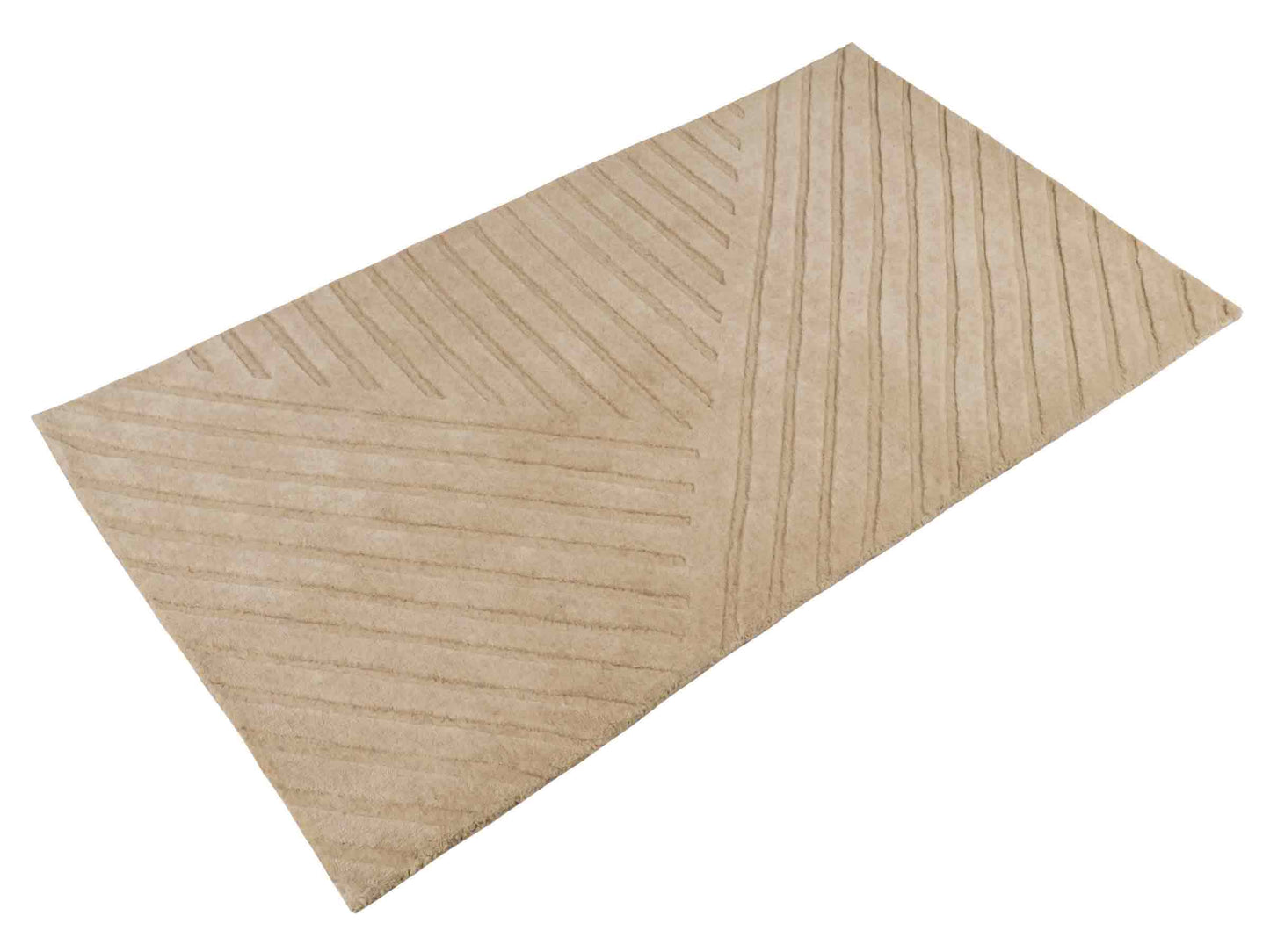 Moderner, Handloom Lori Orientteppich von Khademi aus Wolle, beige. Geometrisches Design. Produziert in Indien. Größe: 151x83cm. Teppichnummer: KB4-1527. Verkauf durch Jupiter Intl.