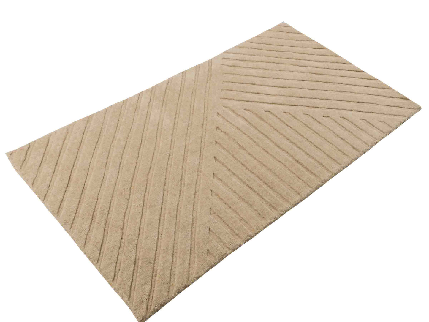 Moderner, Handloom Lori Orientteppich von Khademi aus Wolle, beige. Geometrisches Design. Produziert in Indien. Größe: 151x83cm. Teppichnummer: KB4-1527. Verkauf durch Jupiter Intl.