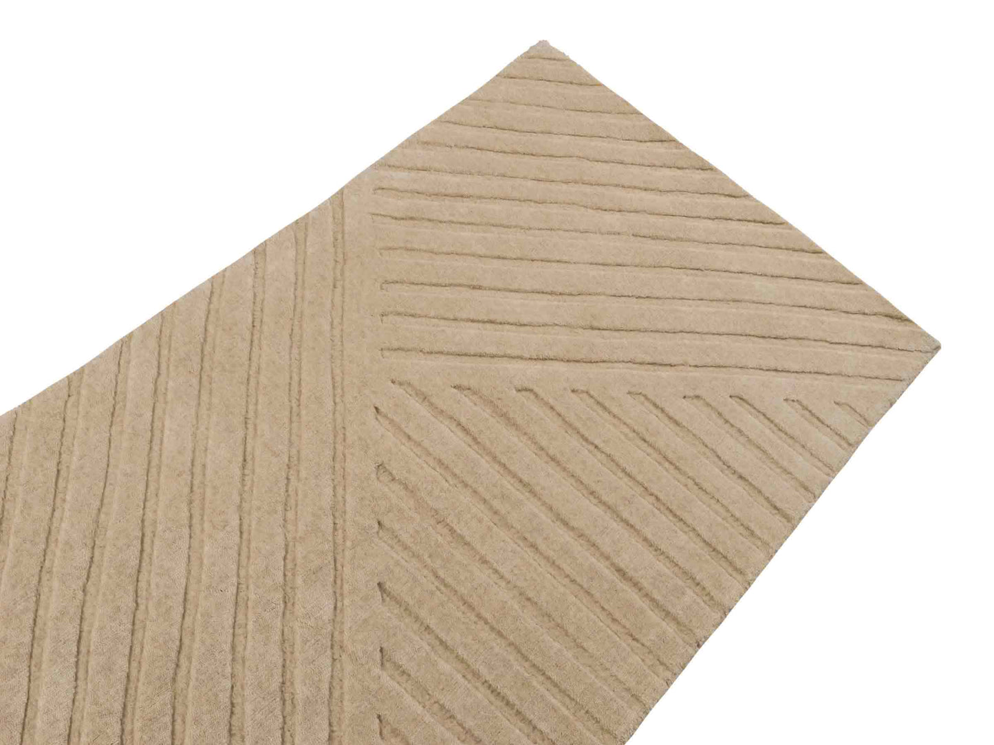 Moderner, Handloom Lori Orientteppich von Khademi aus Wolle, beige. Geometrisches Design. Produziert in Indien. Größe: 151x83cm. Teppichnummer: KB4-1527. Verkauf durch Jupiter Intl.