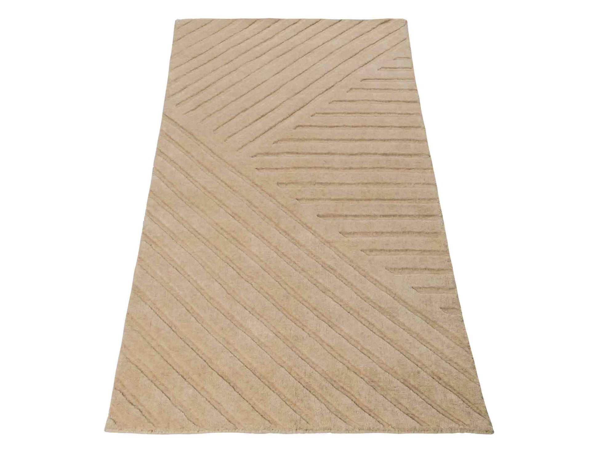 Moderner, Handloom Lori Orientteppich von Khademi aus Wolle, beige. Geometrisches Design. Produziert in Indien. Größe: 151x83cm. Teppichnummer: KB4-1527. Verkauf durch Jupiter Intl.