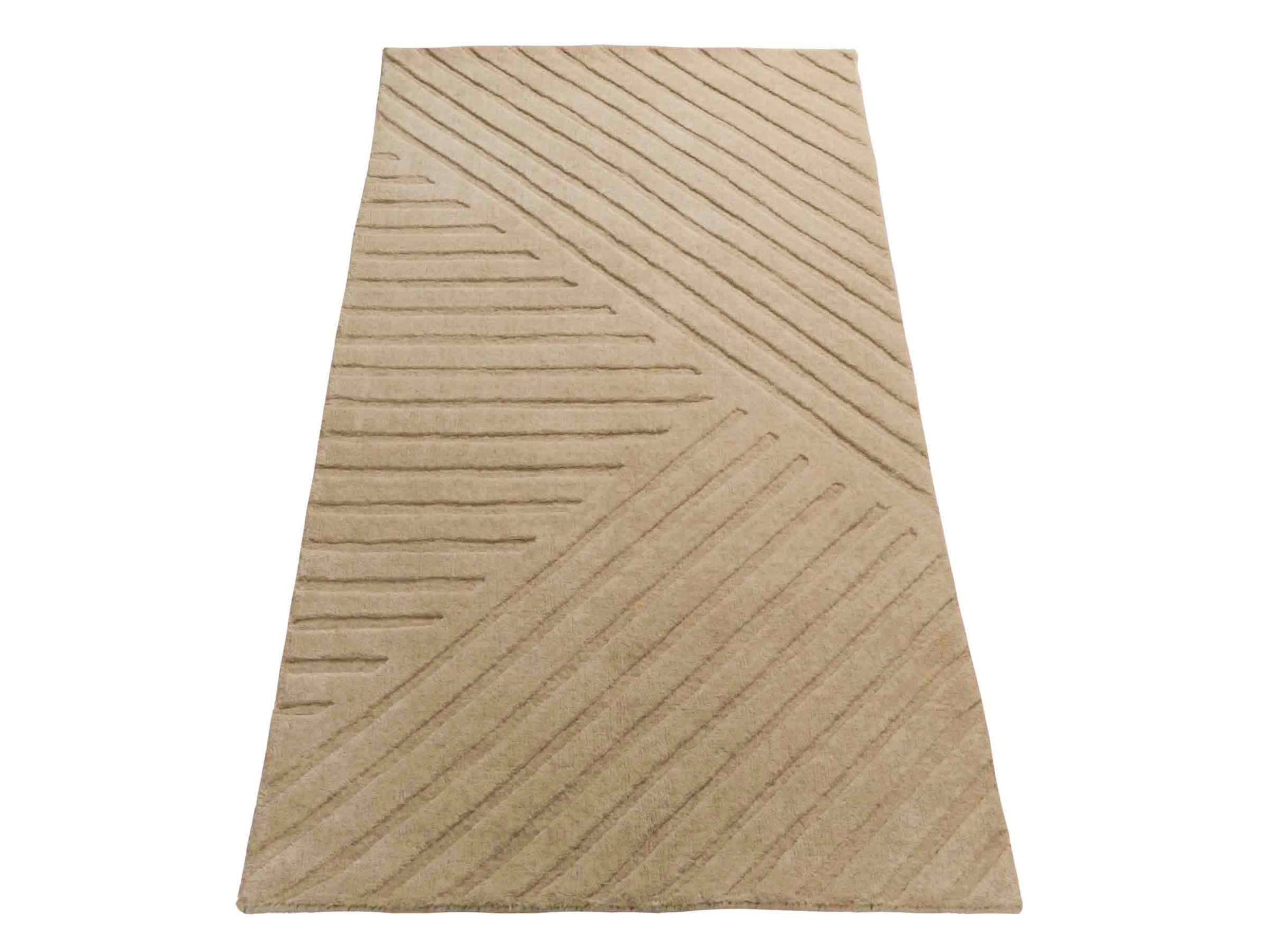 Moderner, Handloom Lori Orientteppich von Khademi aus Wolle, beige. Geometrisches Design. Produziert in Indien. Größe: 151x83cm. Teppichnummer: KB4-1527. Verkauf durch Jupiter Intl.