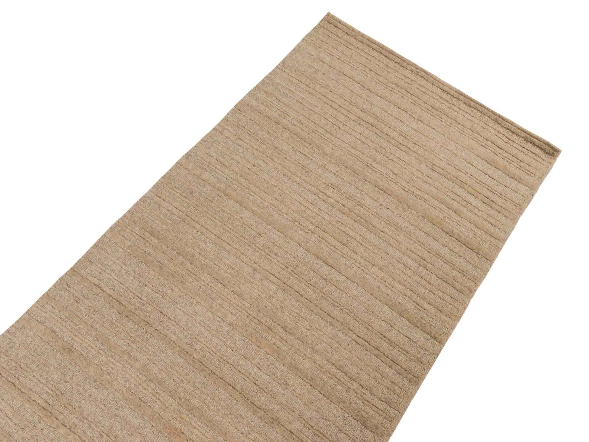 Moderner, Handloom Lori Orientteppich von Khademi aus Wolle, beige. Geometrisches Design. Produziert in Indien. Größe: 152x79cm. Teppichnummer: KB4-1526. Verkauf durch Jupiter Intl.