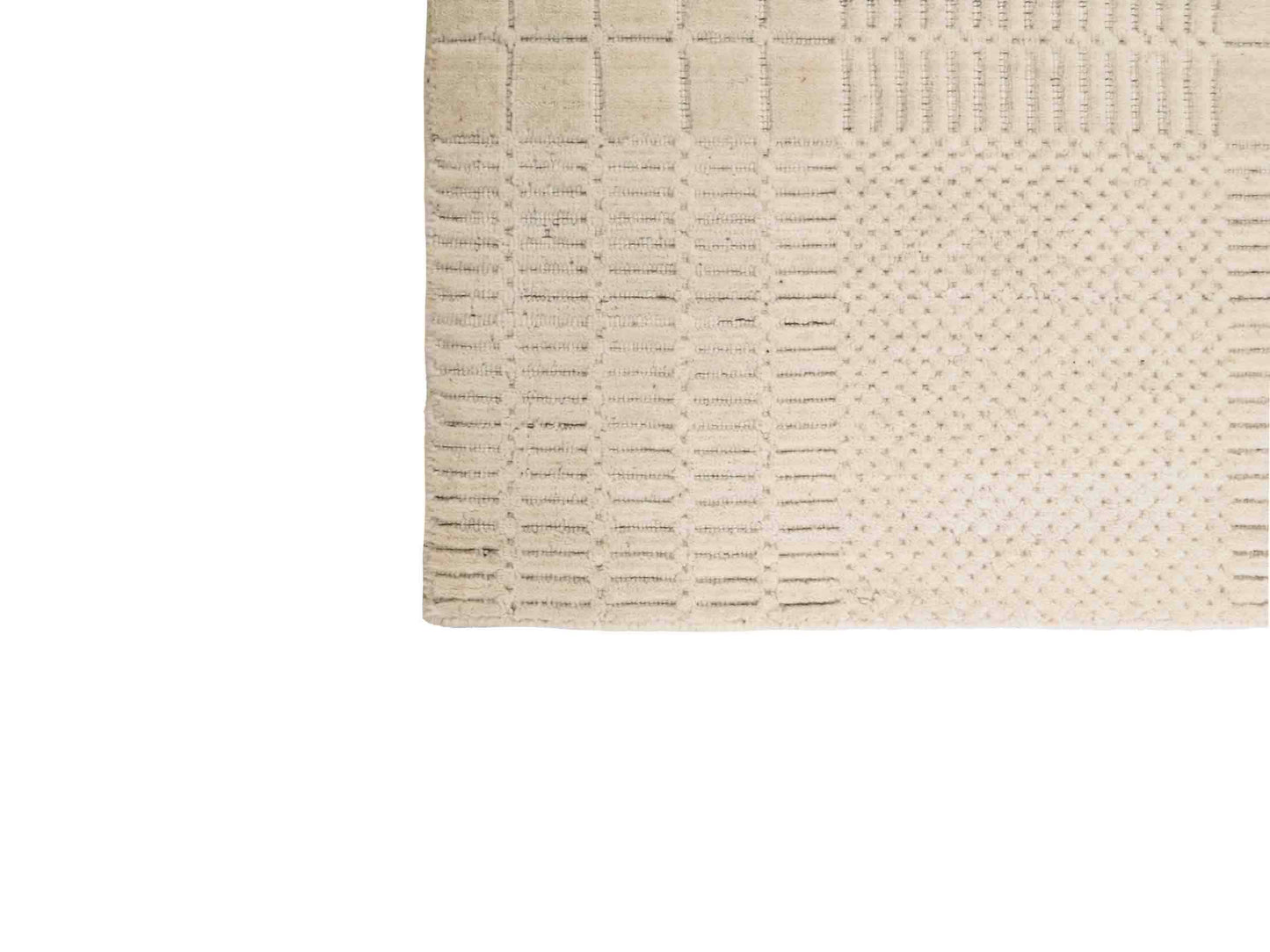 Moderner, Handloom Lori Orientteppich von Khademi aus Wolle, cremeweiß. Geometrisches Design. Produziert in Indien. Größe: 152x83cm. Teppichnummer: KB4-1523. Verkauf durch Jupiter Intl.