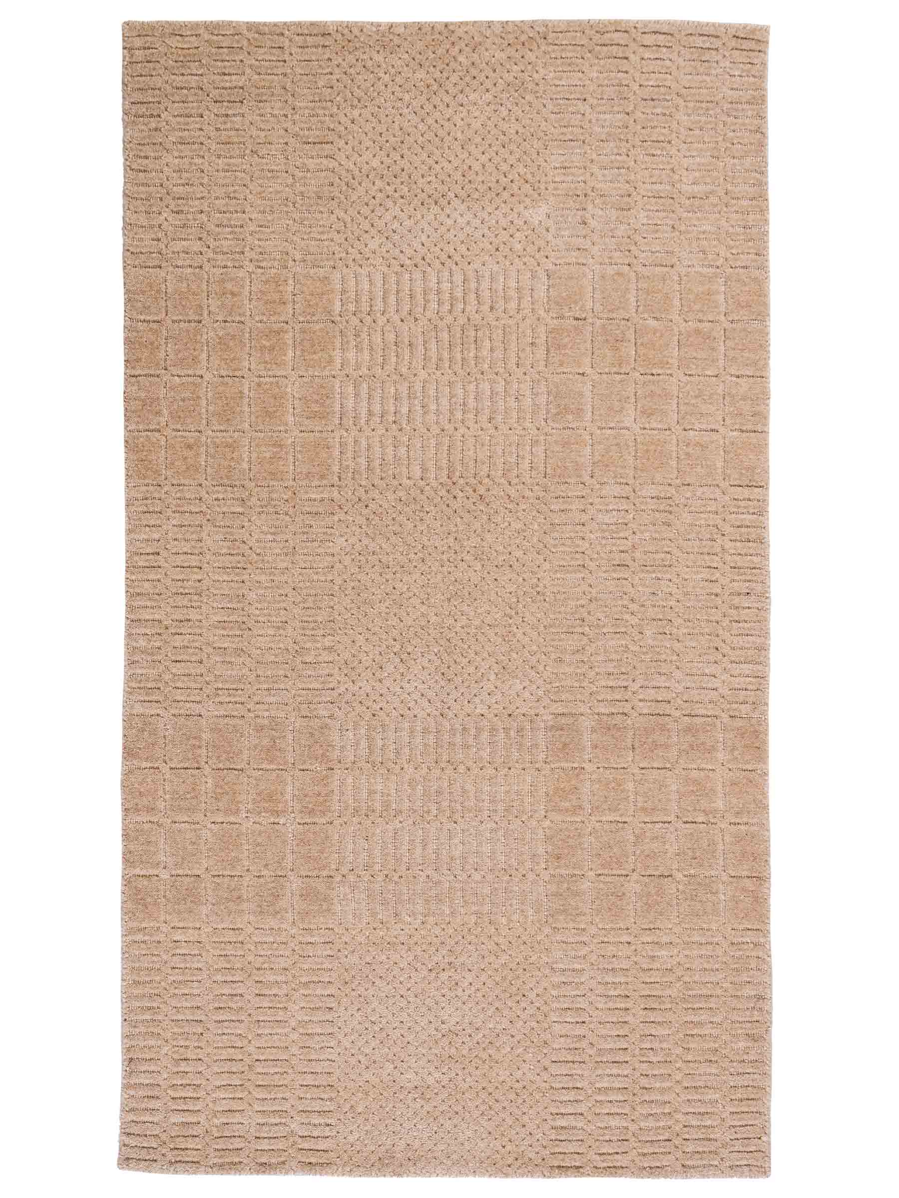 Moderner, Handloom Lori Orientteppich von Khademi aus Wolle, beige. Geometrisches Design. Produziert in Indien. Größe: 154x83cm. Teppichnummer: KB4-1531. Verkauf durch Jupiter Intl.