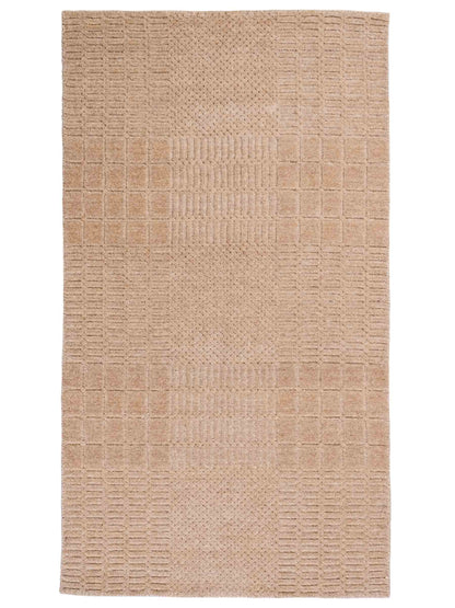 Moderner, Handloom Lori Orientteppich von Khademi aus Wolle, beige. Geometrisches Design. Produziert in Indien. Größe: 154x83cm. Teppichnummer: KB4-1531. Verkauf durch Jupiter Intl.