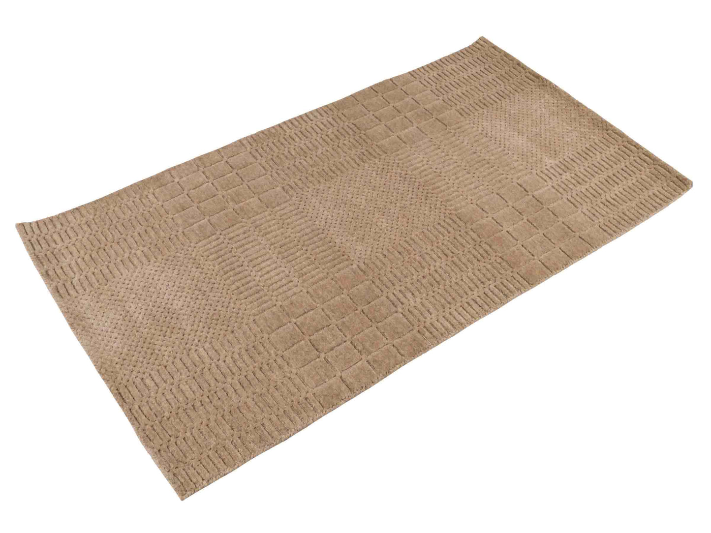 Moderner, Handloom Lori Orientteppich von Khademi aus Wolle, beige. Geometrisches Design. Produziert in Indien. Größe: 154x83cm. Teppichnummer: KB4-1531. Verkauf durch Jupiter Intl.