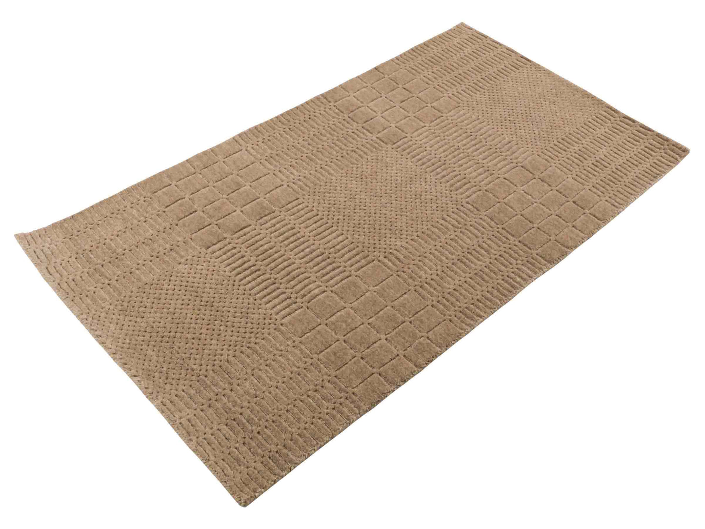 Moderner, Handloom Lori Orientteppich von Khademi aus Wolle, beige. Geometrisches Design. Produziert in Indien. Größe: 154x83cm. Teppichnummer: KB4-1531. Verkauf durch Jupiter Intl.